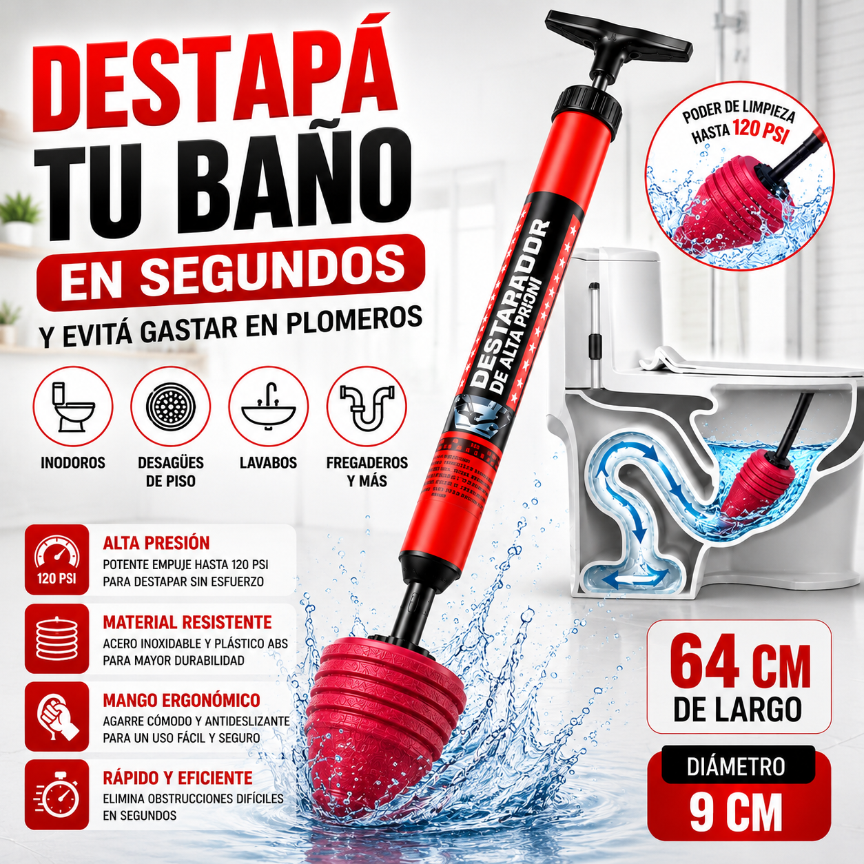 Destapá tu baño en segundos y evitá gastar en plomeros