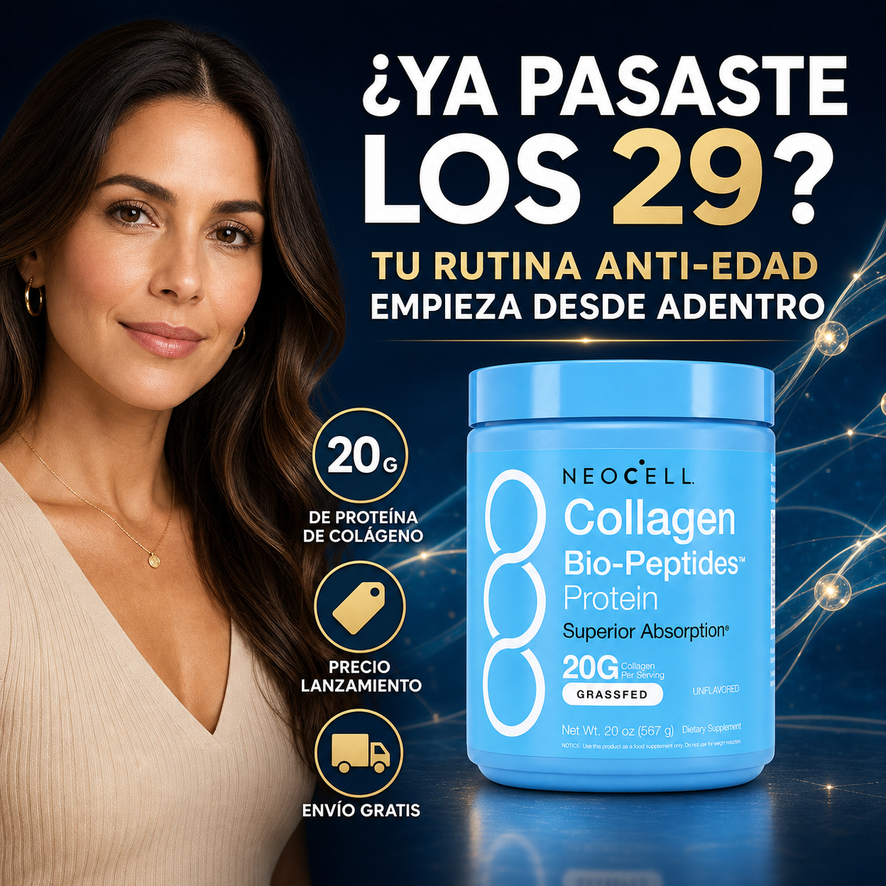 NeoCell Anti-Edad +29 | Colágeno Bio-Péptidos con Proteína