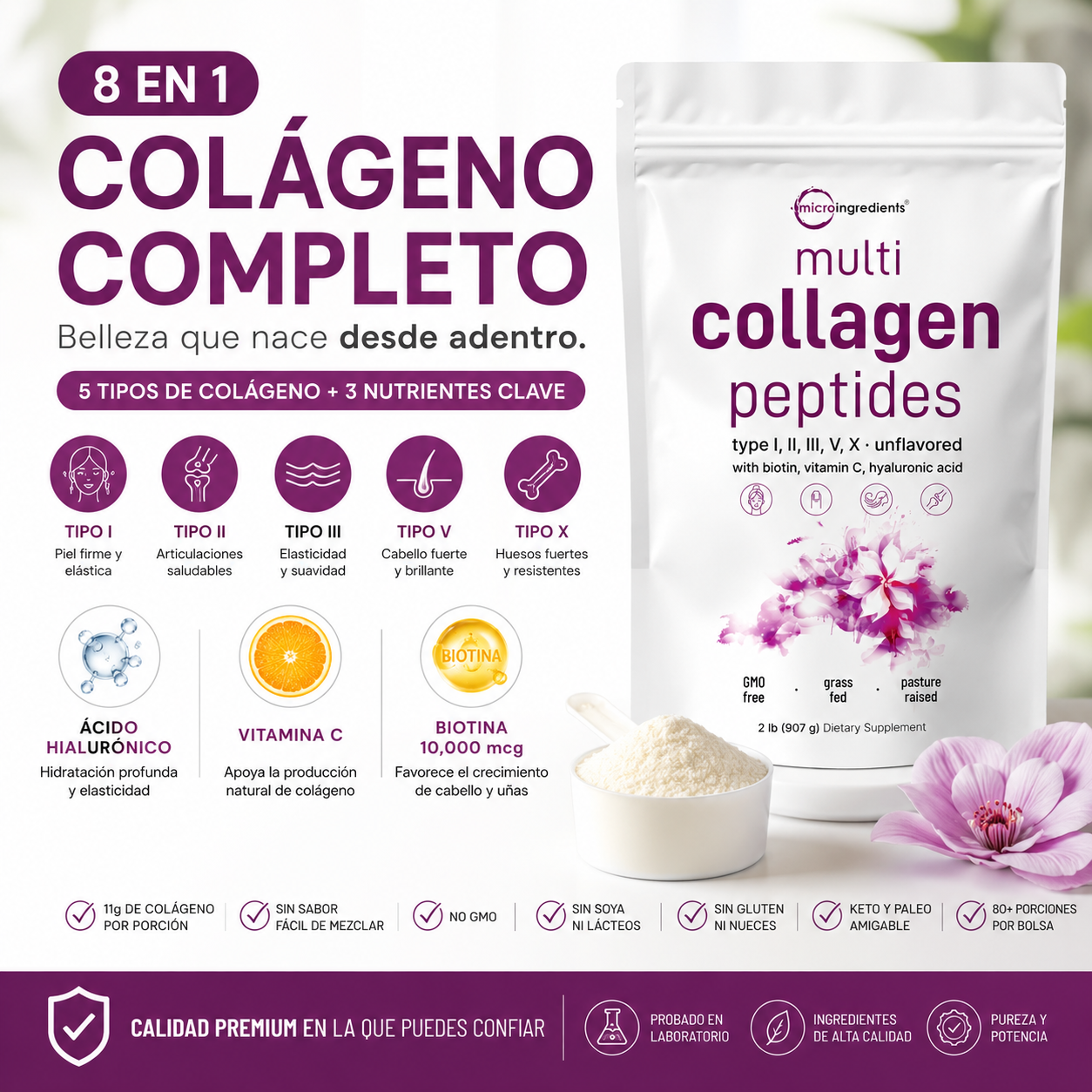 Multi Collagen peptides 8 en 1