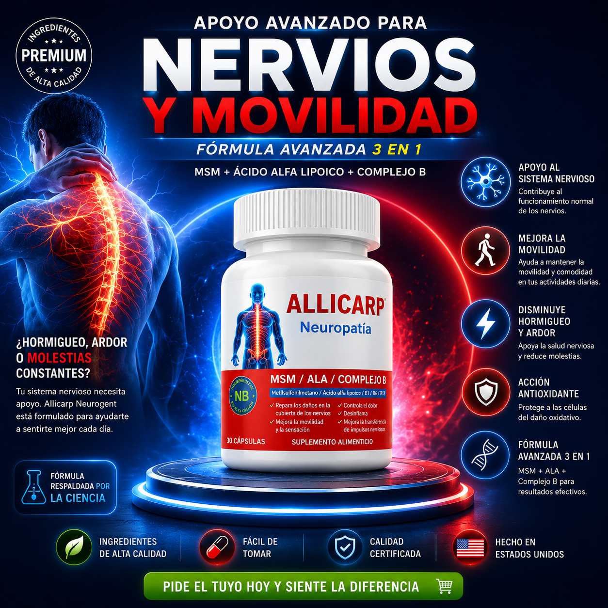 Allicarp | Apoyo Avanzado Para Nervios y Movilidad