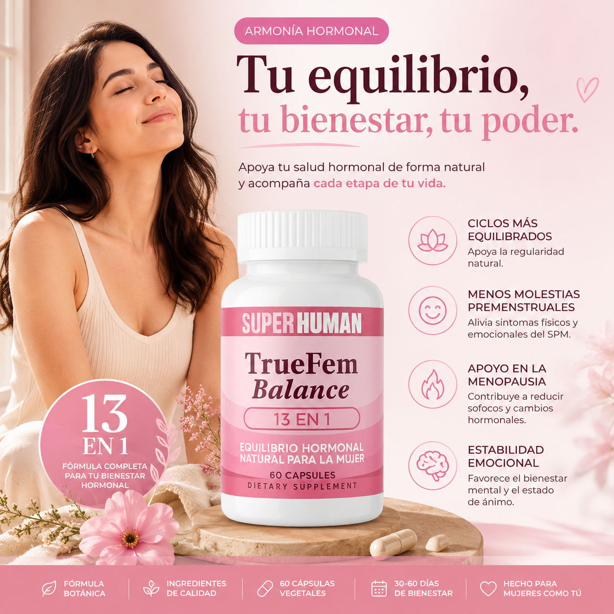 True Fem Balance 13 en 1 | Equilibrio Hormonal Natural para la Mujer