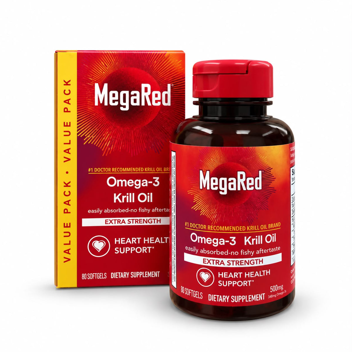 MegaRed® Omega-3 Krill Oil Extra Strength 500 mg — 80 cápsulas
