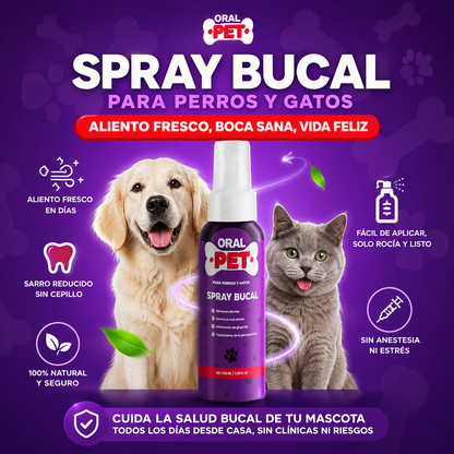 Oral Pet™ Spray Bucal para Perros y Gatos | Elimina el Mal Aliento al Instante