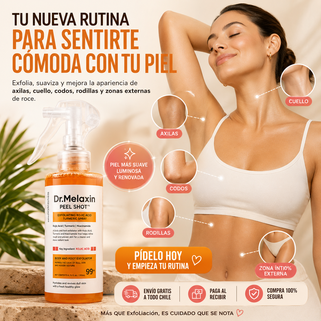 Dr. Melaxin Peel Shot PS Mujer | Exfoliación corporal para zonas de roce