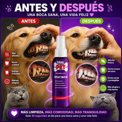 Oral Pet™ Spray Bucal para Perros y Gatos | Elimina el Mal Aliento al Instante