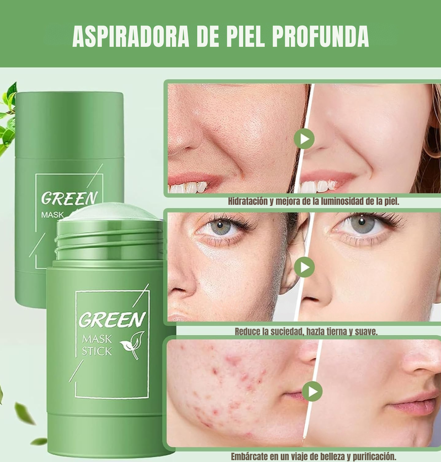Green Mask | Elimina puntos negros y controla el brillo facial