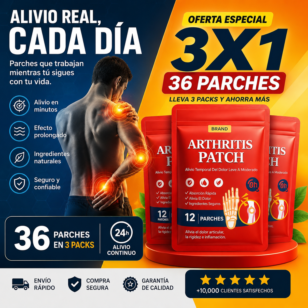 RelivaPatch™ Alivio rápido del dolor articular | Llévate 36 parches (3x1)