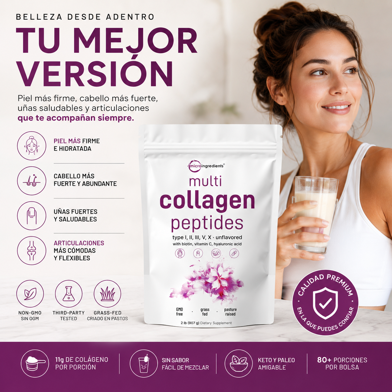 Multi Collagen peptides  8 en 1