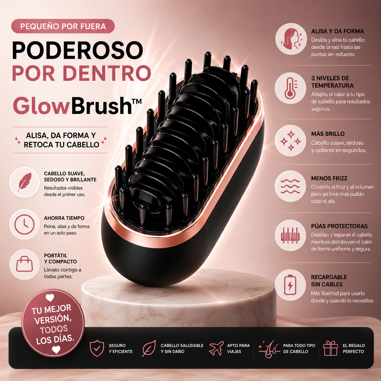 GlowBrush™  El cepillo portátil que transforma tu cabello en minutos