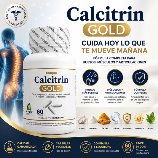 Calcitrin Gold 60 Cápsulas  Apoya tus huesos, músculos y articulaciones cada día