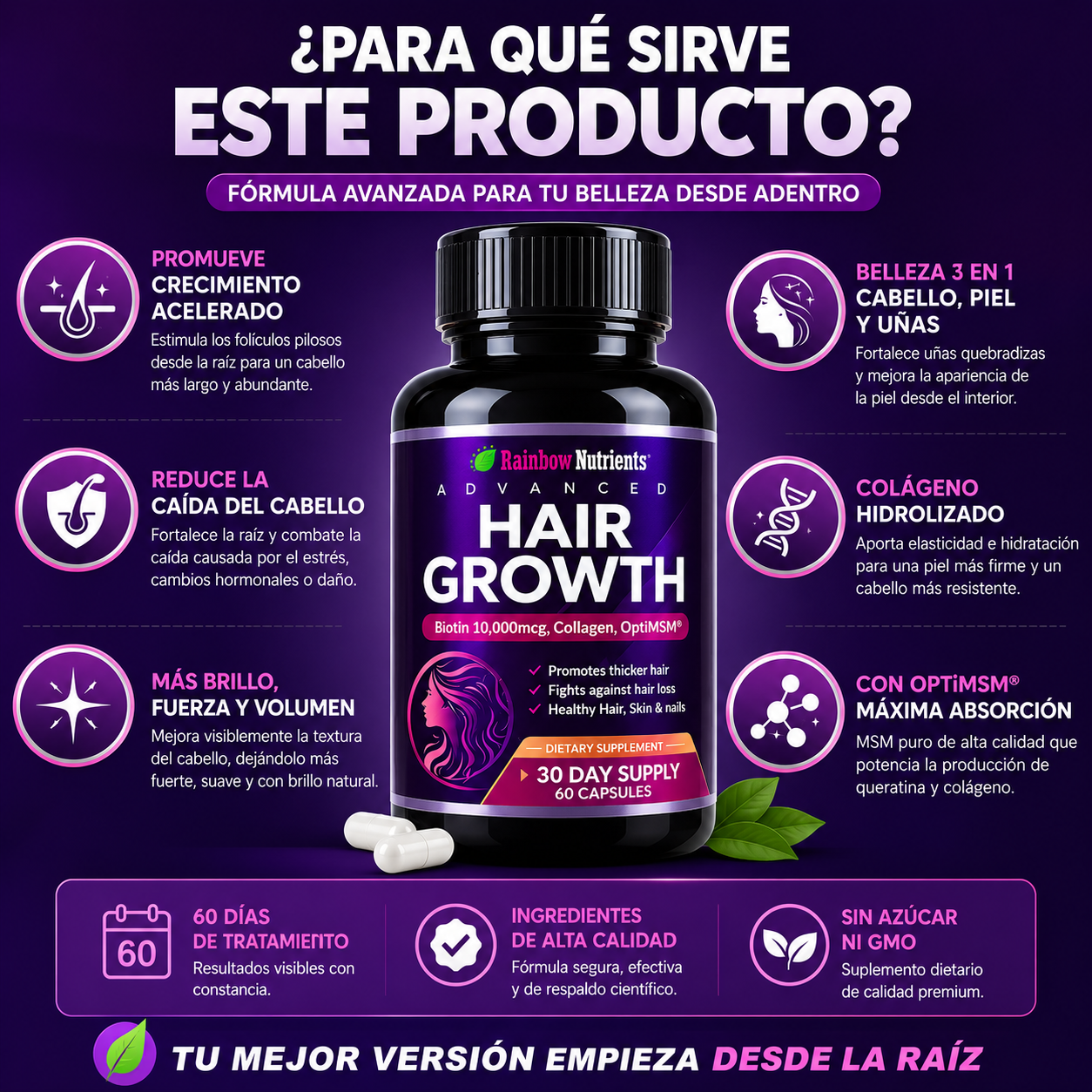 Advanced Hair Growth – Cabello Más Fuerte, Largo y con Más Volumen