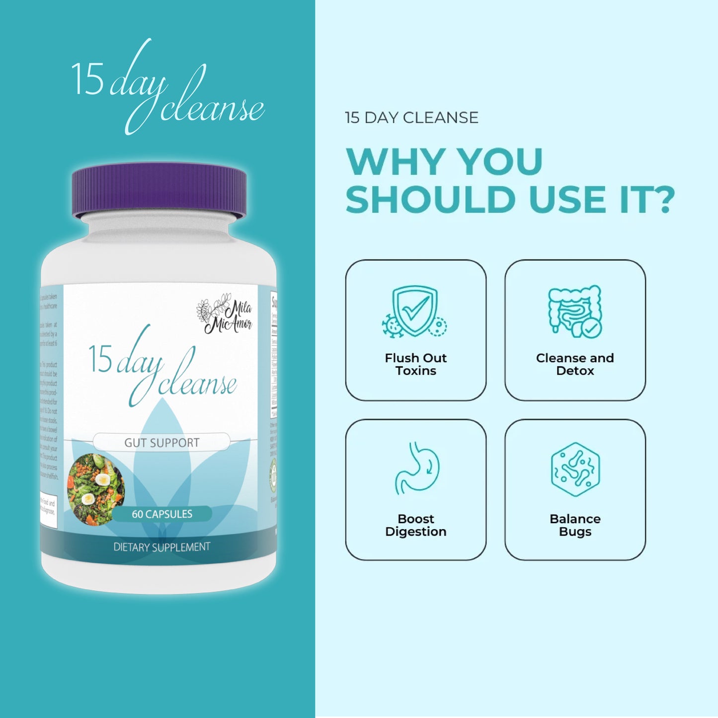 15 DAY CLEANSE – Fórmula Natural para el Bienestar Digestivo – 60 cápsulas